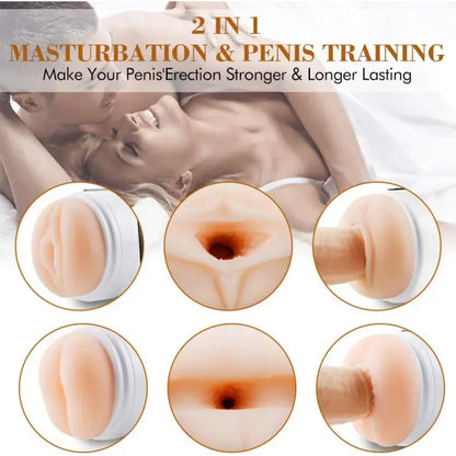 Superbuyg™2 In 1 Two Motor 12 Vibration Pussy Anus Male Masturbator